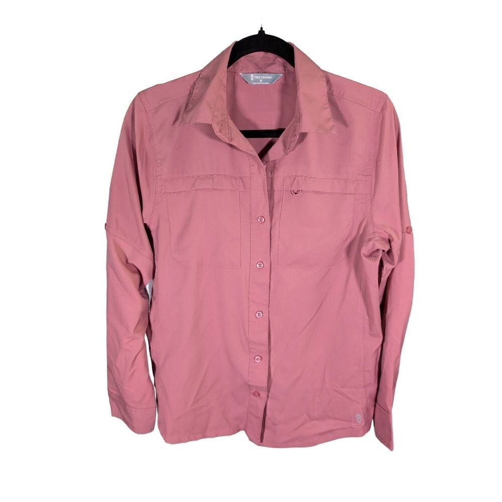 Free Country Long-Sleeve Fig/Pink Shirt Women's Medium